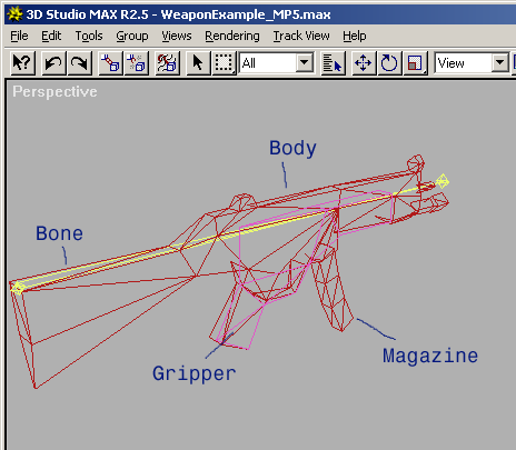 The Sierra MP5 model in wireframe